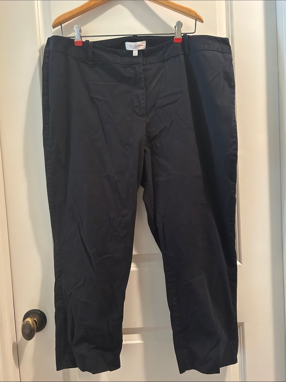 Talbots Woman Cropped Heritage Pants back pockets button closure size 20W Black